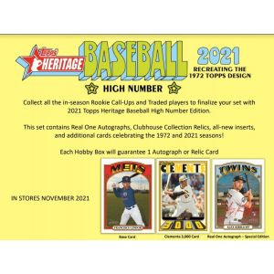 2021 Topps Heritage High Number Baseball Hobby 12 Box Case