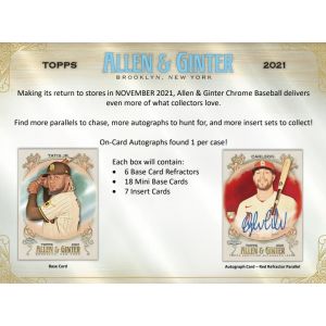 2021 Topps Allen & Ginter Chrome Baseball Hobby 12 Box Case